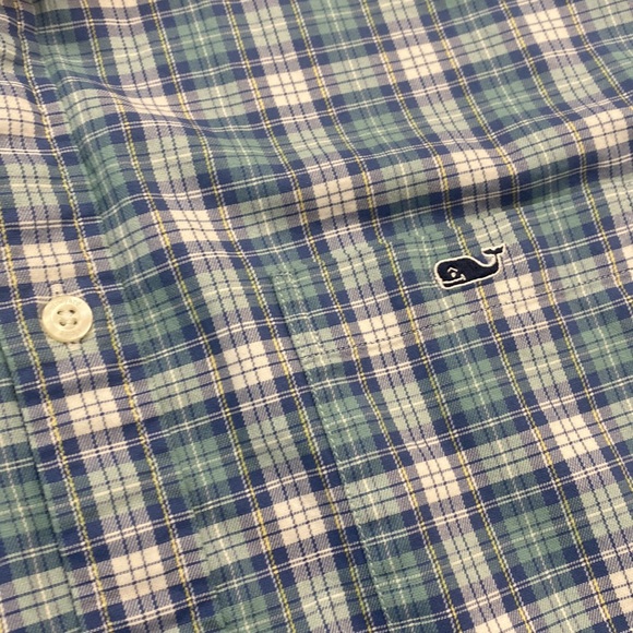 Vineyard Vines Men’s Button Down Classic Fit Size Large Plaid Blue Green - Picture 3 of 5